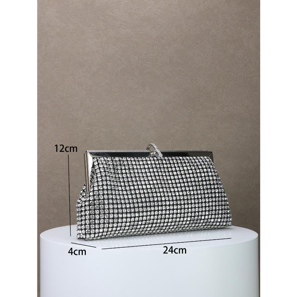 2026 Dinner bag handmade rhinestone button evening bag clutch bag banquet bag diamond dinner bag