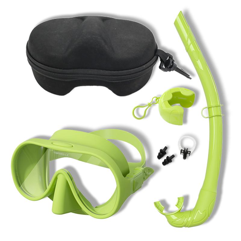 NEW Tempered Glass Freediving Mask Snorkeling Set Foldable Snorkel Diving Mask All-Inclusive Silicone