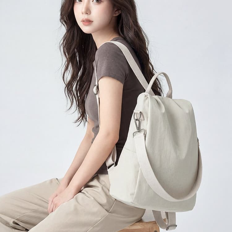 Simple Nylon Backpack Shoulder Handbag
