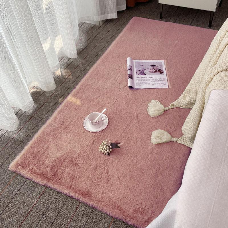 Imitation Rabbit Fur Carpet Fluffy Children's Bedroom Rug Modern Living Room Coffee Table Foot Mat Plush Bay Window Sofa Cushion