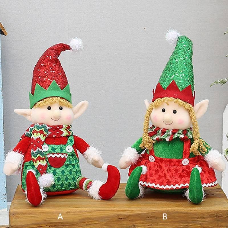 Elf Doll Christmas Sled Car Sitting Sleeping Retractable Standing Ornaments