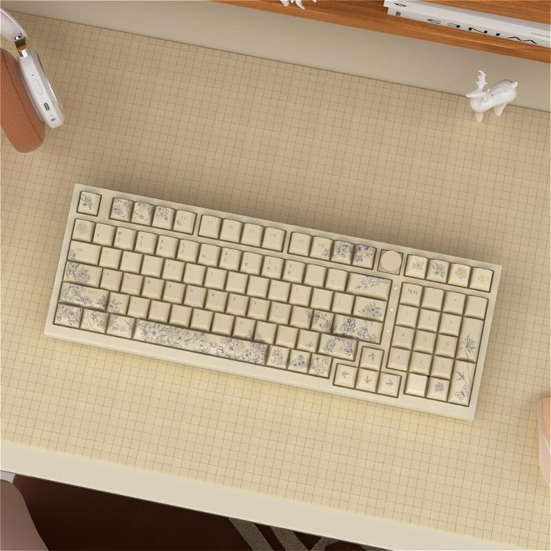 French Embroidery Theme PBT Keycaps DyeSub Keycap Set for Mechanical Keyboard Switches 7u 2.25u 2.75u Spacebar