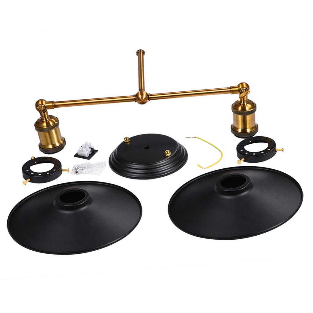 Vintage Industrial E27 Wall Light Lamp Holder with Lampshade for Home Hotel Decor (Double Head)