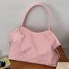 Sparkling Star Polka Dot Shoulder Bag Korean Letter Embroidery Tote Bag Y2k Style Drawstring Shoulder Bag With Pendant Handbag