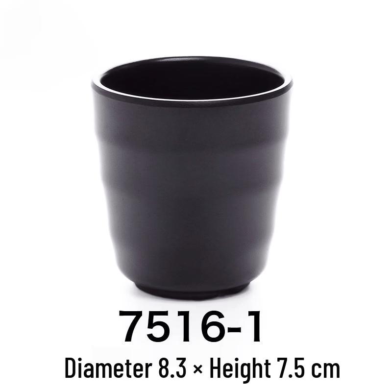 Lantuan Black Frosted Melamine Korean Hot Pot/Tea Cup - 10 Pack