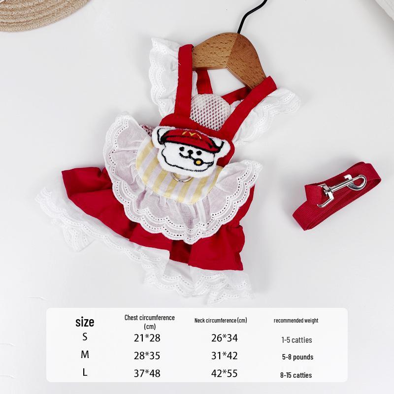 Pet Harness Skirt & Leash Set for Small Dogs - Fits Teddy, Bichon, Pomeranian