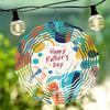 Open - 2D Mandala Wind Chime Happy Father's Day Pattern Metal Windmill, Dynamic Sculpture for Garden and Patio Hanging Decor, Durable Outdoor Artwork