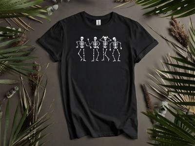 Dancing Skeletons Halloween Dance T Hoodie Tshirt Men Women Unisex AD261
