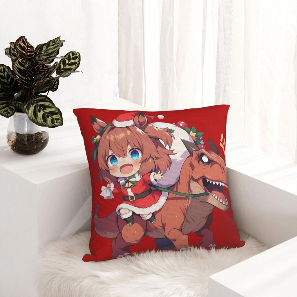 Taiki Shuttle Christmas Dinosaur Pillowcase Soft Polyester Cushion Cover Decoration Uma Musume Anime Throw Pillow Case Cover