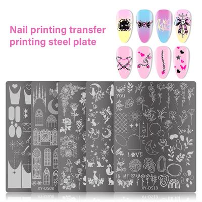 Fjärilsnagelstämpelmallar, French Tip Nails Stämpelplattor, Manikyrmall, Verktyg, Blommor Nagelschablonstämpel