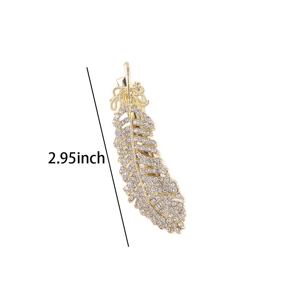 Rhinestone Bb Clip Elegant Large Women Barrette Hair Side Clip Crystal Hairpins Feather Hair Clips