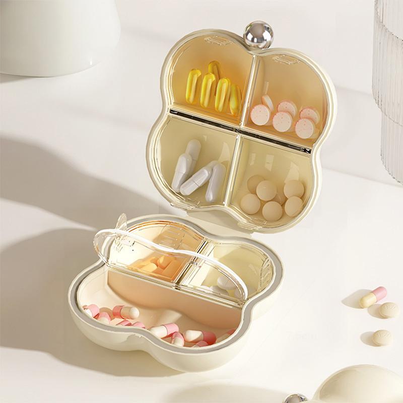 Flower-Shaped 7-Day Portable Pill Organizer Compact Medication Divider Daily Use with Individual Compartments