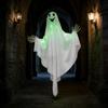 Halloween Glowing Hanging Decoration with Green Light and Multiple Expressions, Outdoor Yard Decor for Garden Amusement