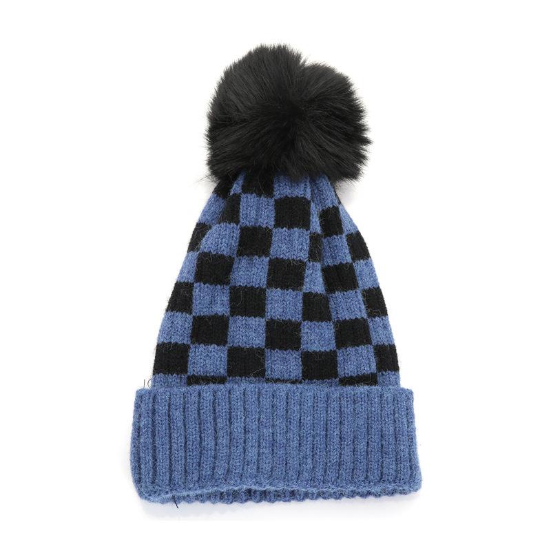 ins Japanese Korean version trendy wool hat baby boy girl child checkerboard knitted hat cold hat children