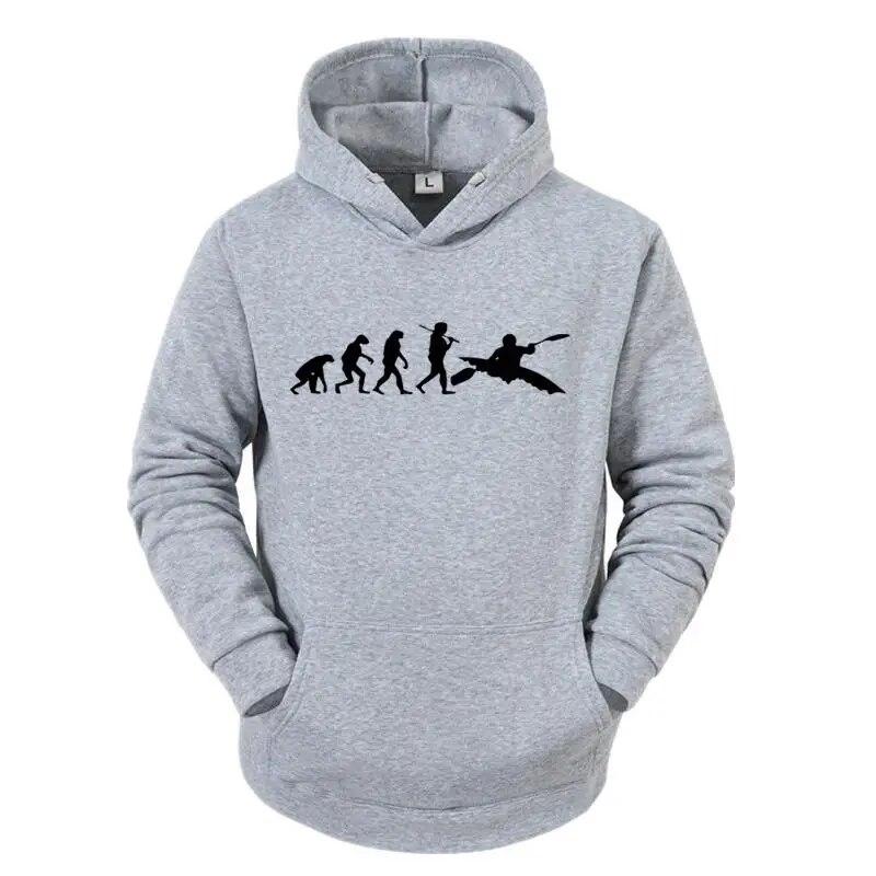 Ewolucja Kajakarstwa Ludzkiego Bluza z Kapturem Nowa Moda Najwyższa Jakość z Kapturem Casualowa Odzież Unisex Ewolucja Projektu Kajaka Bluzy