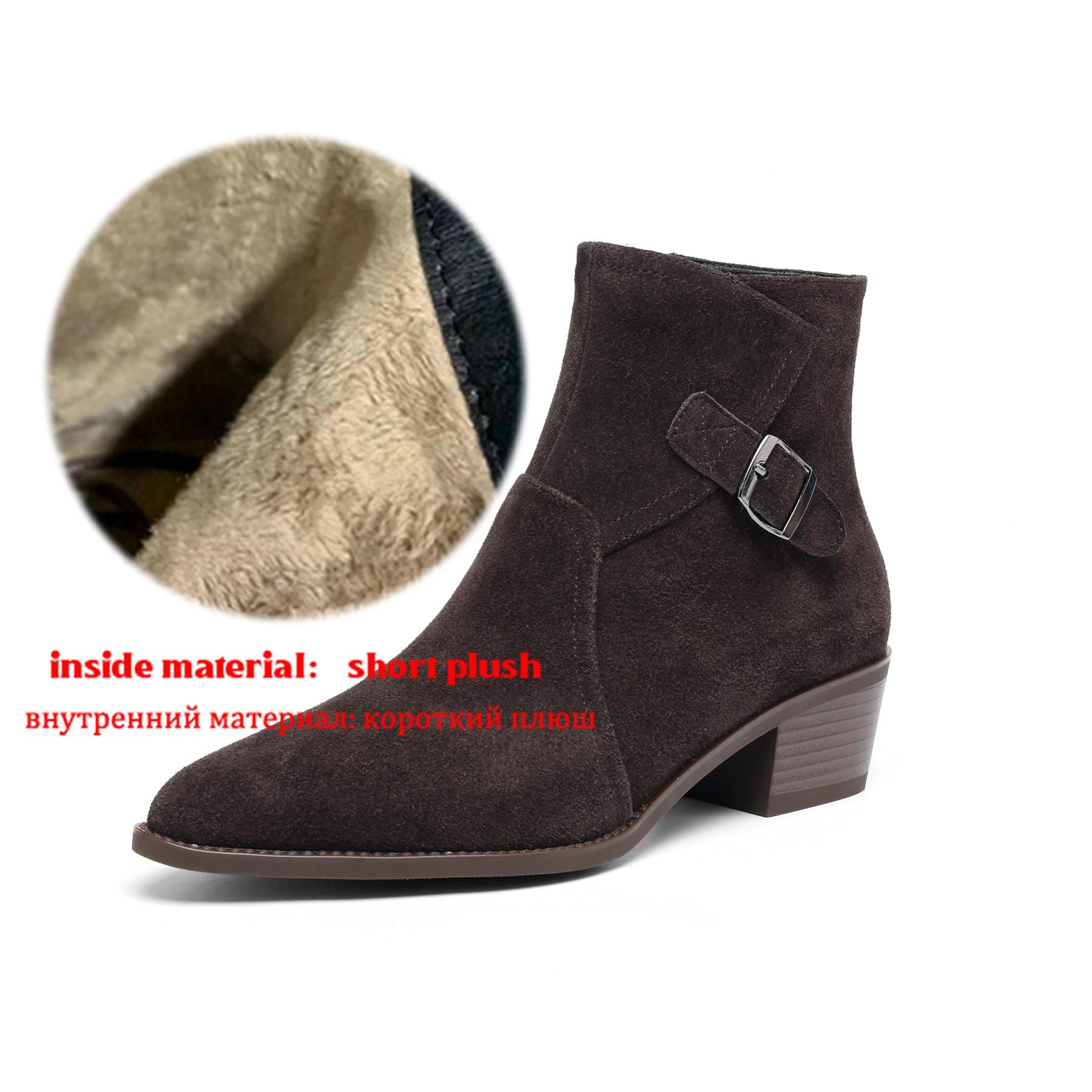 

Krazing Pot Cow Suede Nubuck Round Toe Med Heels Chelsea Boots Size 42 Zip Women Vintage Ankle Boots 42