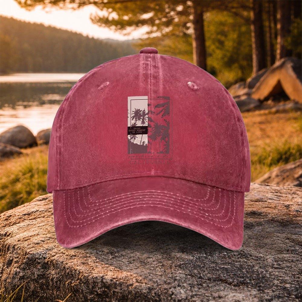 California Palm Tree Print Washed Baseball Cap Unisex Duckbill Golf Casual Outdoor Hat
