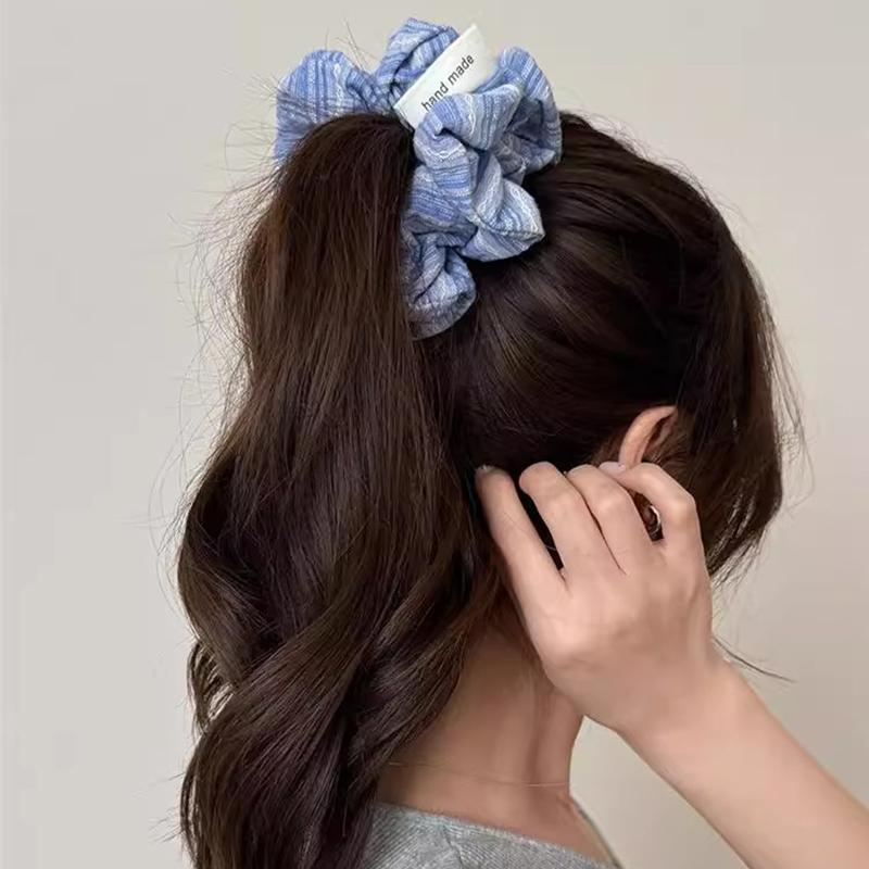 Women Korean Stripe Rubber Band Scrunchies Elegant Simple Elastic Hair Rings Ponytail Tie Sweet Hair Ornament Accessories Headband