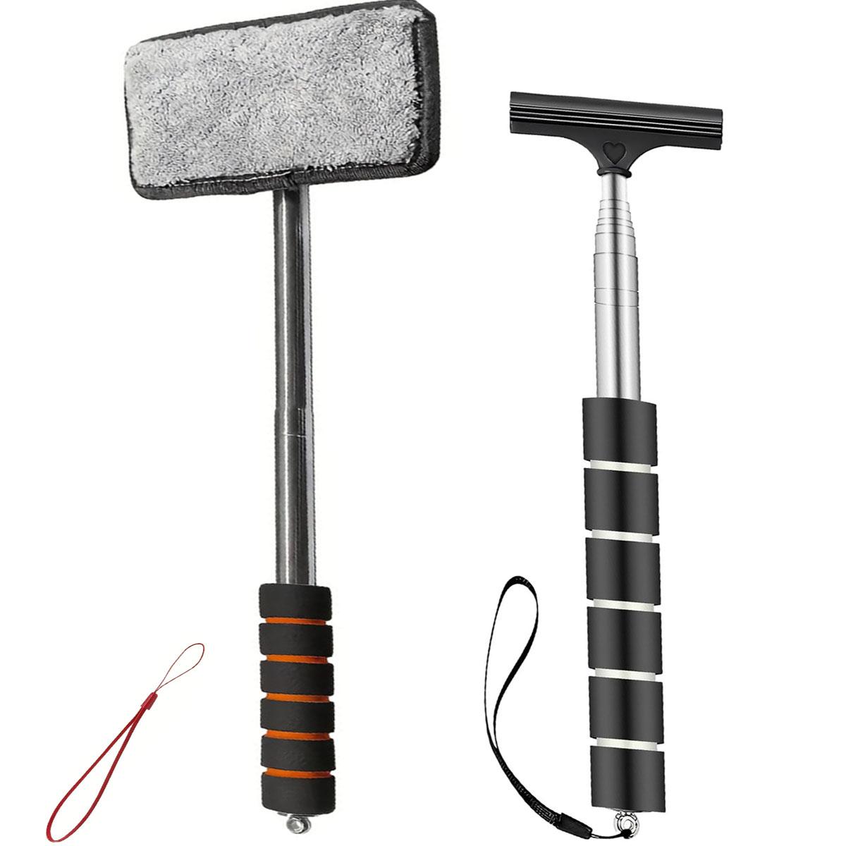 

2-Pack Extendable Window/Mirror Cleaner Set! Telescoping Tool for Car & Home - Includes Lanyards, Fights Rain & Dirt, Ergonomic