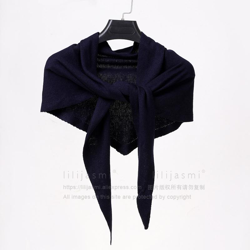 Women 160x40cm Triangle Scarf Shawl Wool Neck Warmer Solid Color Multipurpose Cowl Pashmina Female Soft Spring Knit Accessories