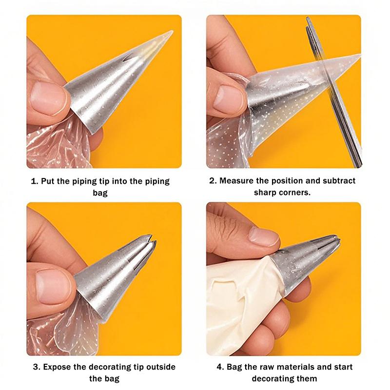 1M/2A/2F/6B Spritstans för tårta DIY Glasyr Spritsmunstycken Bakverkstips Fondant Tårtdekorationsspets Munstycke i rostfritt stål Bakverktyg