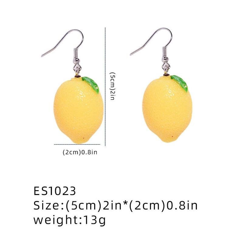 1 Pair Creative Funny 3D Fruit Studs Earring Fashion Cute Imitation Lemon Earrings For Girls Summer All-match Ear Jewelry Gift