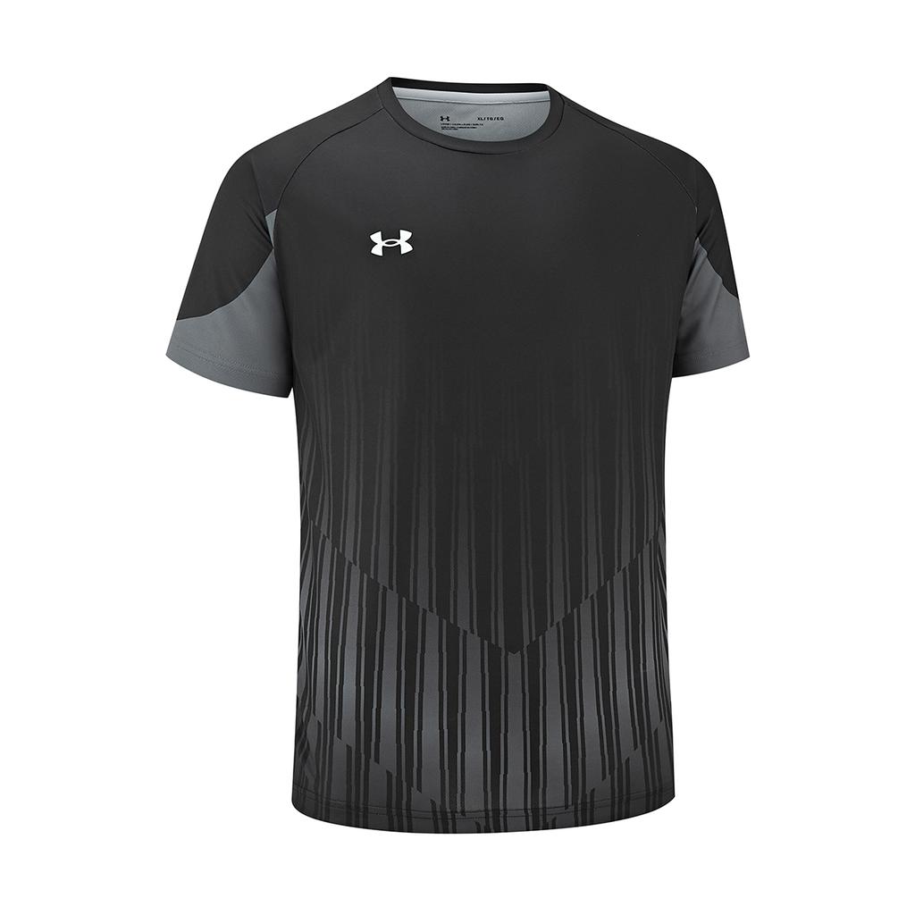 Under Armour Loose Striped Pullover Short Sleeve Solid Color Shorts Casual Sports Set Unisex Sets Black 24500507-001+23500203-001