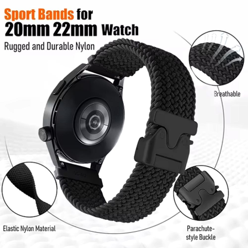20mm 22mm Nylonový sportovní řemínek na hodinky Pro Samsung Gear S2/S3 Classic/Galaxy Watch7 6 5Pro 4 /Active 2 Tkaný pásek Prodyšný náramek