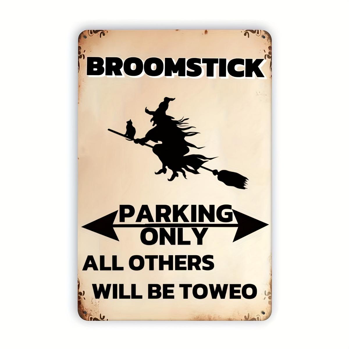 

Vintage Aluminum Parking Lot Sign Witch on Broomstick Theme Halloween Decor for Garage or Restaurant Outdoor Street Art Plaq 20x30cm（7.8x11.8inch）