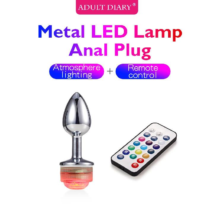 Wireless Remote Control Metal Luminous Anal Plug Prostate Massage Butt Plug with LED Anal Tail Sex Toy Adult Products for Women