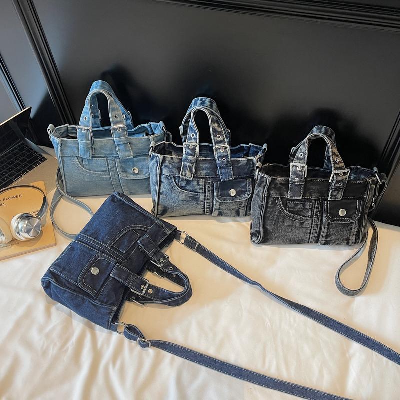 Bolso Cuadrado Pequeño de Mezclilla Bolso de Hombro Cruzado para Mujer