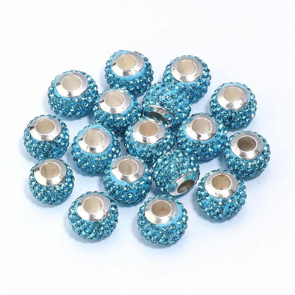 10Pcs/Lot Rhinestone Crystal Shambhala Ball Beads Colorful Polymer Clay Beads Big Hole Loose Spacer Beads For Jewelry Making