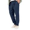 New thin section of men's fashion large size solid colour leisure drawstring cotton linen trousers breathable trousers