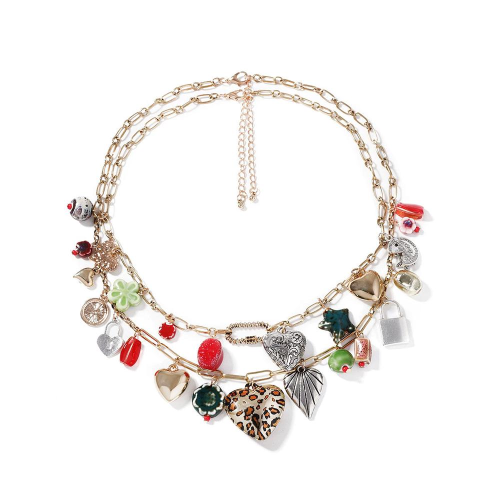 

Bohemia Trend Vintage Necklace Vacation Chic Double Layered Alloy Multiple Pendant Necklace Beach Party Jewelry Accessories Other