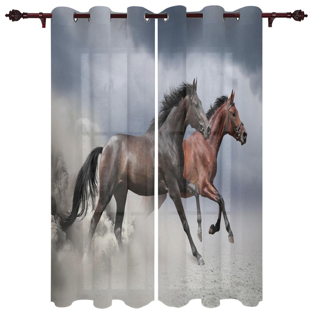 Farm Animal Horse Black And White New Simple Curtains Home Decoration Curtains Modern Home Supplies