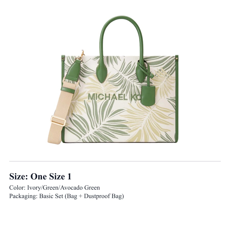 MICHAEL KORS Mirella Artificial Leather Palm Leaf Jacquard Handbag, Tote Bag Medium Women's Multicolor 35S4G7ZT2U