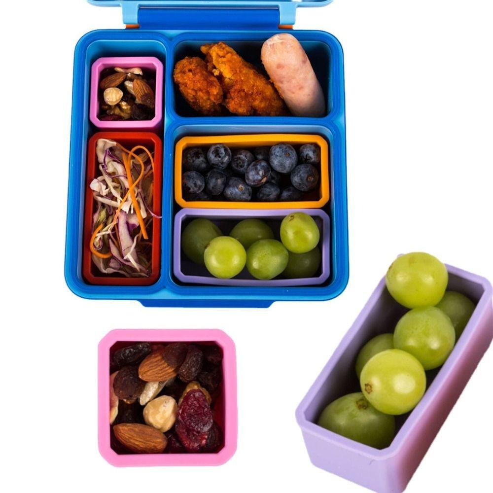 2pcs Silicone Lunch Box Divider Reusable Salad Dressing Container Ice Cube Mold  Picinc