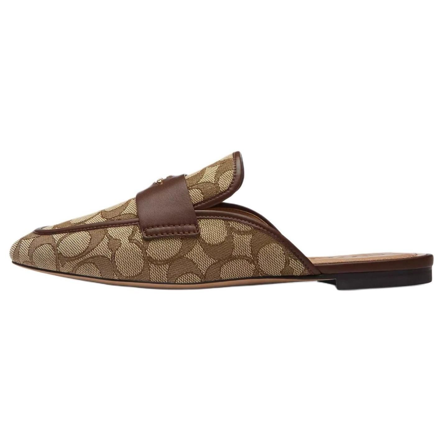 

Женские шлепанцы-слайды Coach Samie из кожи с жаккардовым логотипом, коричневые CR870-NM9 36