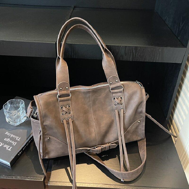 

Vintage PU Leather Women s Shoulder Bags Casual Tooling Belt Ladies Crossbody Bag Large Capacity Female Travel Tote Handbags