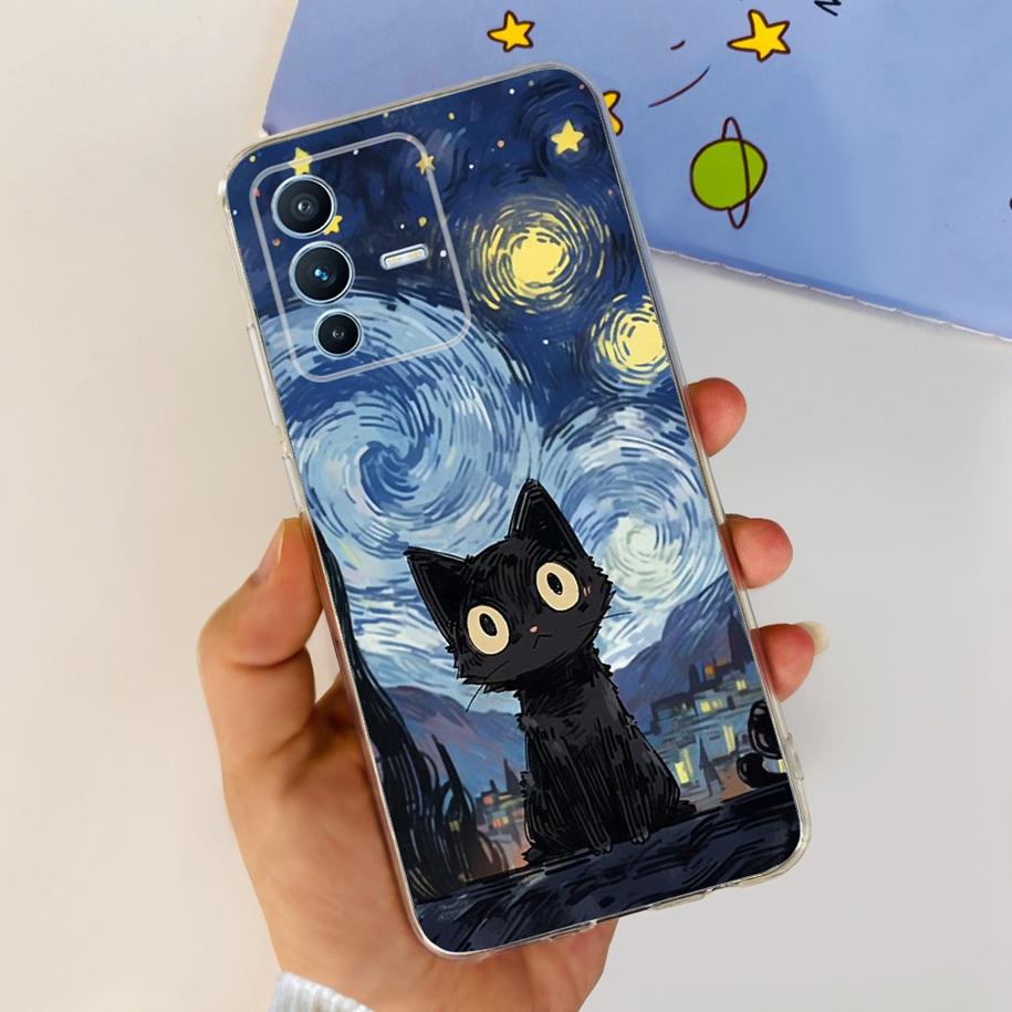 For Vivo V23 Pro V2132 Case For Vivo V23 5G V2130 V2303 Cover Fashion Flower Clear Silicone Phone Case For Vivo V23e V 23 Bumper