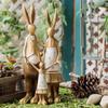 Rabbit Statue Resin Coating Cute Vintage Look Vivid Clear Texture Garden Bunny Ornament Decoration
