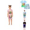 Conjunto de Pijama de Verano con Estampado Sprunki para Niños y Niñas de Algodón Casual Dibujos Animados Traje de Dos Piezas para Estar en Casa para Niños
