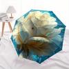 1pc ivory Rose Print Umbrella - Home Essential Portable Folding Umbrella with Durable Iron Frame Suitable for All Seasons Perf