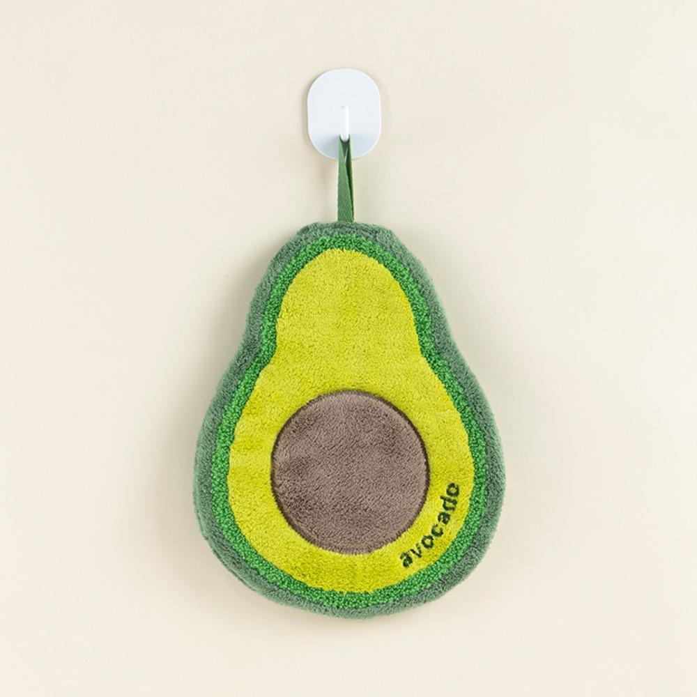 Cute Cartoon Fruit Hand Towel Absorbent Coral Fleece Washcloth Thickened Hanging Bathroom Kerchief авокадо