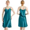Silk Thin Shoulder Strap V-neck Suspender Nightgown, Summer Thin Sexy Slim Fit Solid Color Knee Length Home Pajamas