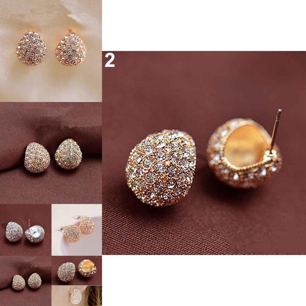 Chic And Stylish Women's Korean Crescent Moon Rhinestone Shining Stud Earrings