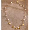 Eetit Korean Style Simulated Pearls Beads Chain Heart Drop Necklace for Women Fashion New Arrivals Chic Collar Jewelry Gala Gift