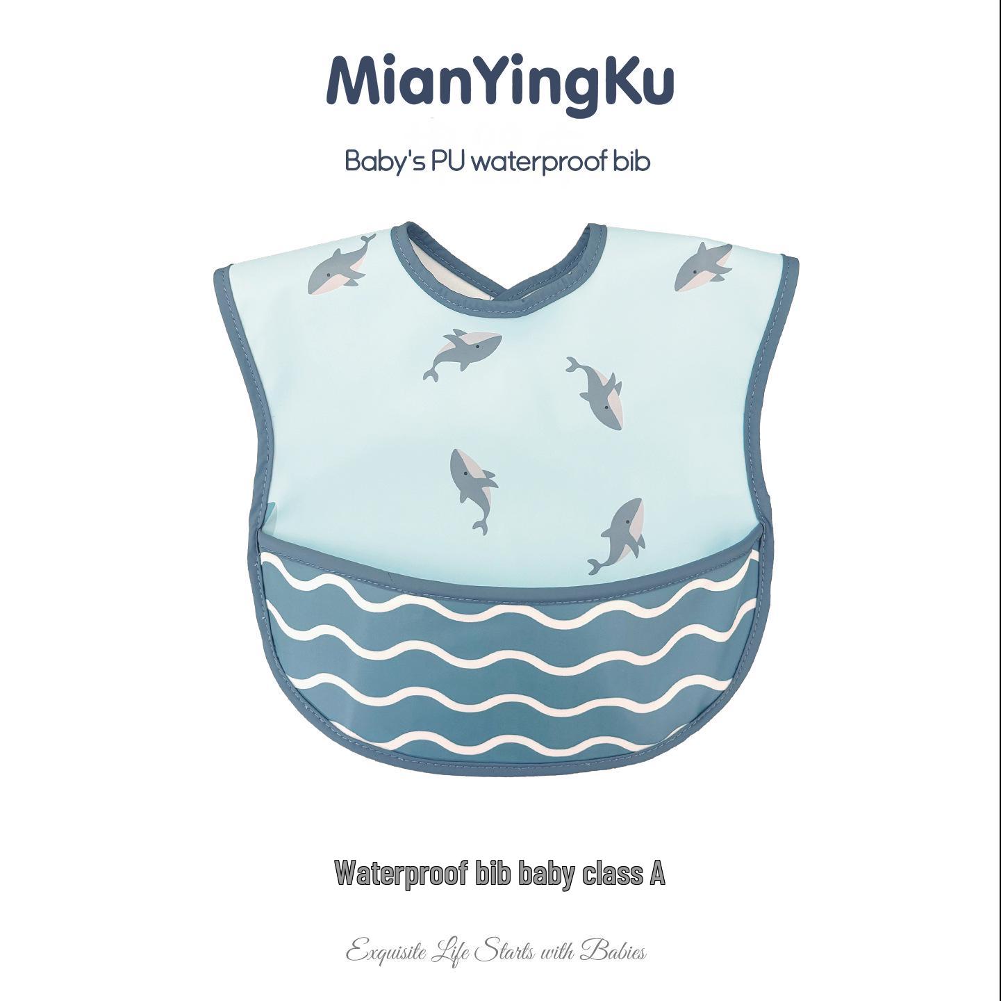 

Водонепроницаемый хлопковый детский фартук: Двусторонний ПУ слюнявчик с карманом, устойчивый к пятнам, для малышей и младенцев. 0-5 years