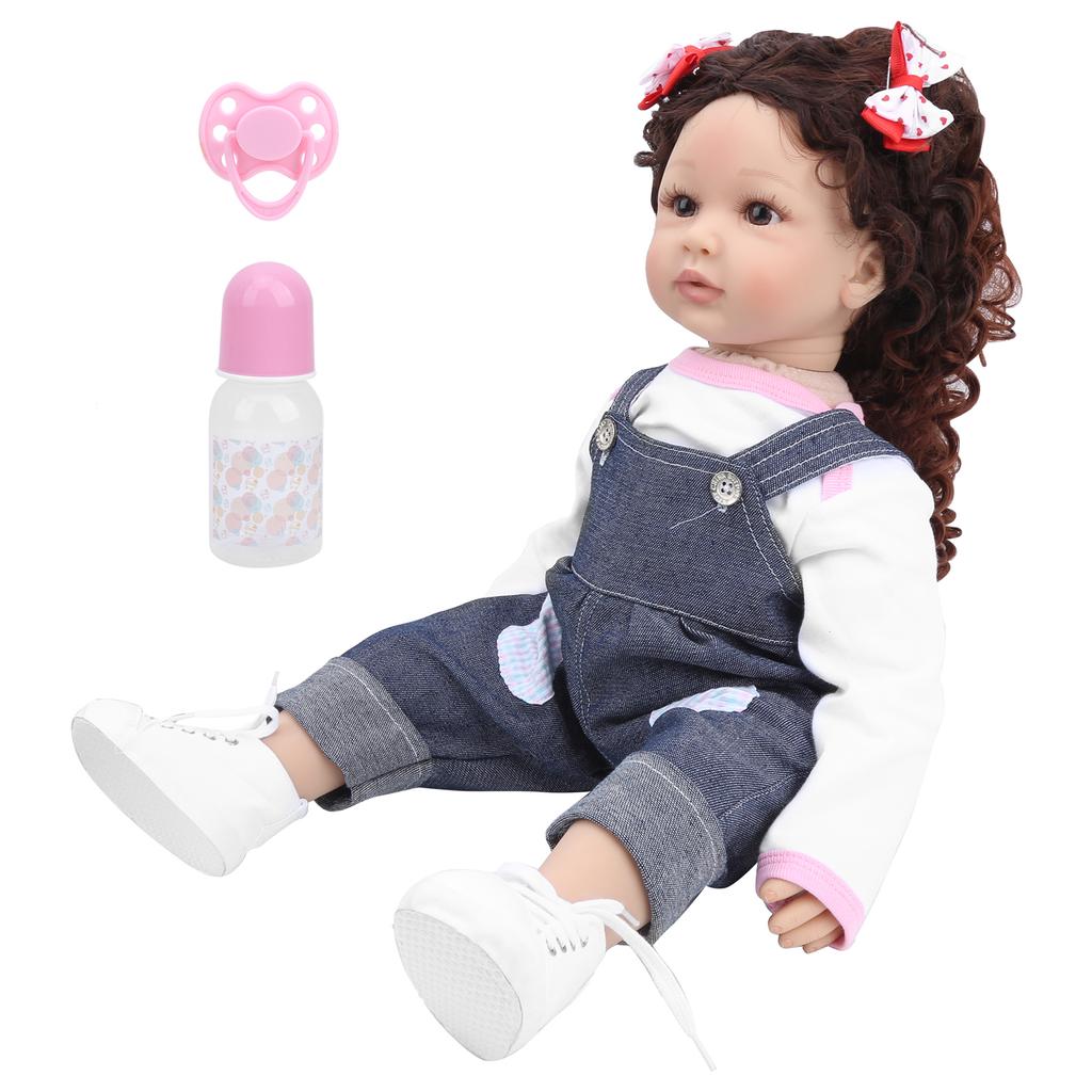 60cm Vinyl Cute Lifelike Girl Baby Doll Fashionable Soft Infant Doll with Curly Hair Toy