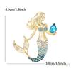 Cute Mermaid Brooch With Sparkling Rhinestones Gradient Color Mermaid Alloy Lapel Pin For Women Brooches Fantasy Jewelry Gift